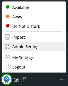 Admin Settings Menu